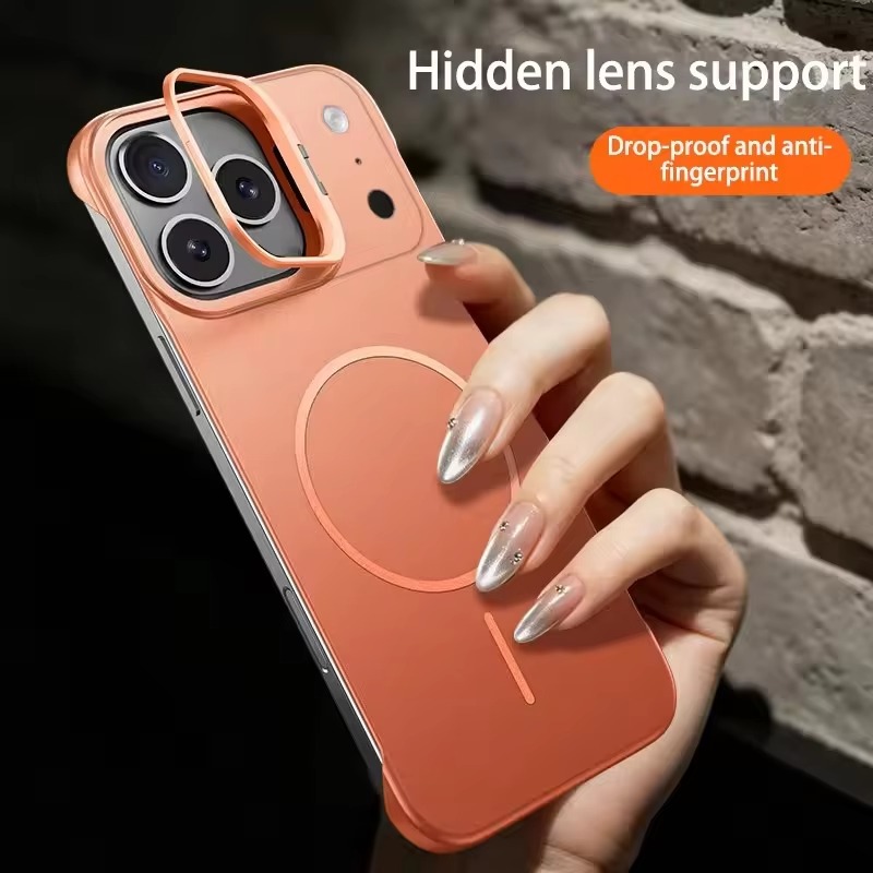 Camera Lens Protector - เคสโทรศัพท์กันกระแทก ไร้ขอบ พร้อมขาตั้งโลหะสำหรับยึดเลนส์กล้อง รองรับ Magsafe สำหรับ